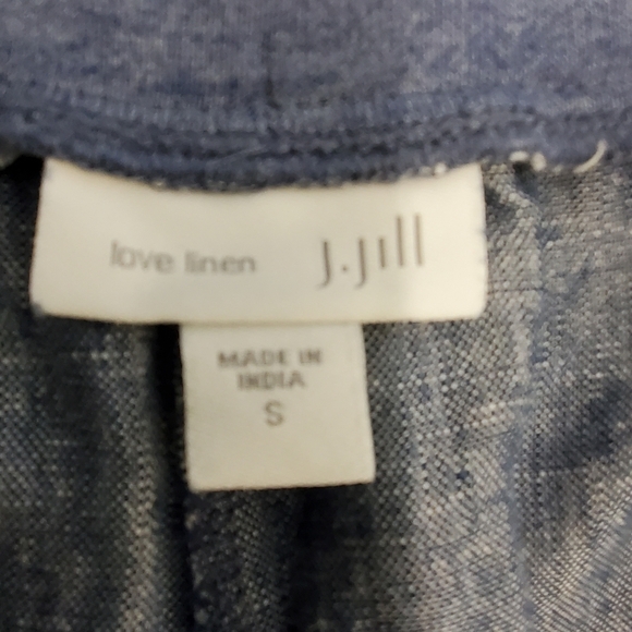 J. Jill Love Blue Linen Pull on Cropped Straight Leg Pants Womens Small - Picture 6 of 10